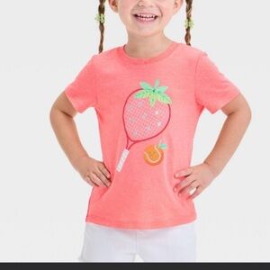 Cat & Jack Coral Kids T-Shirt with Tennis Racket Design